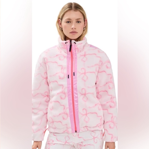 LoveShackFancy Bogner Fire + Ice Pink Bow Fleece Jacket - Picture 2 of 8